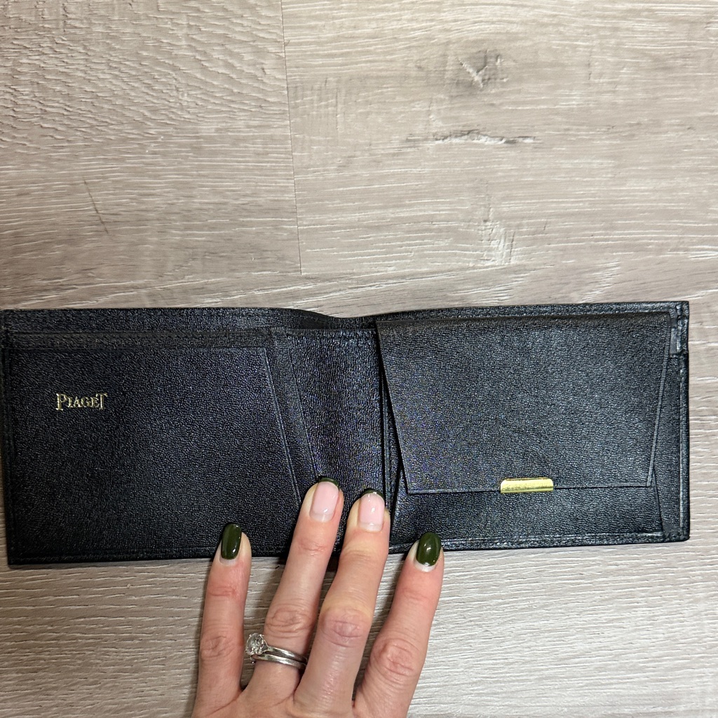 Brand New Piaget Black Leather Wallet And Pen Holder